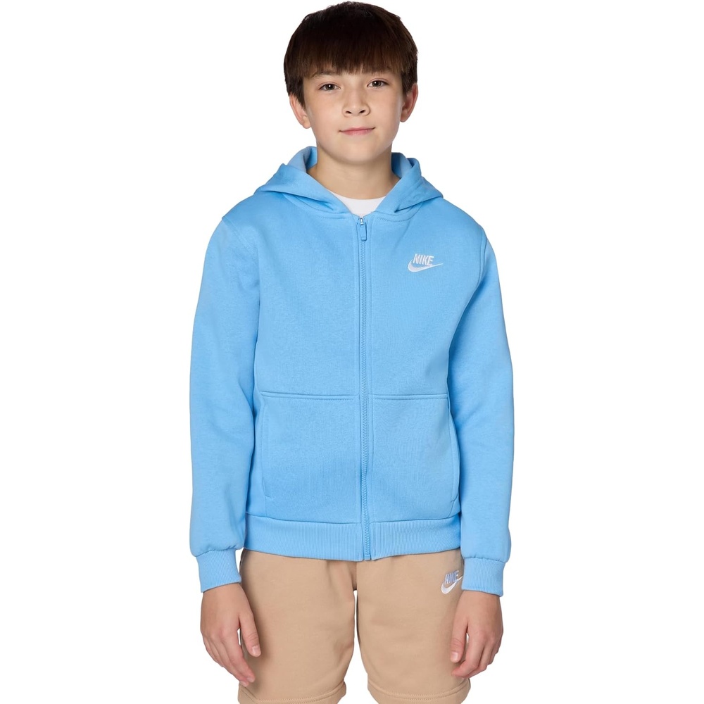 image:imageNike Unisex Big Kids Sportswear Club Fleece FullZip Hoodie Boys and Girls SweatshirtFootball BlueWhite