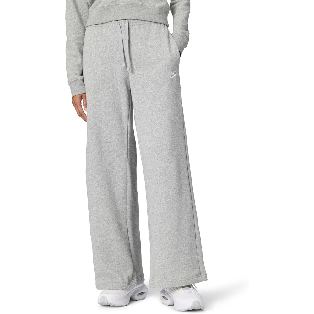 image:imageNike Womens Sportswear Club Fleece MidRise WideLeg SweatpantsDark Grey HeatherWhite