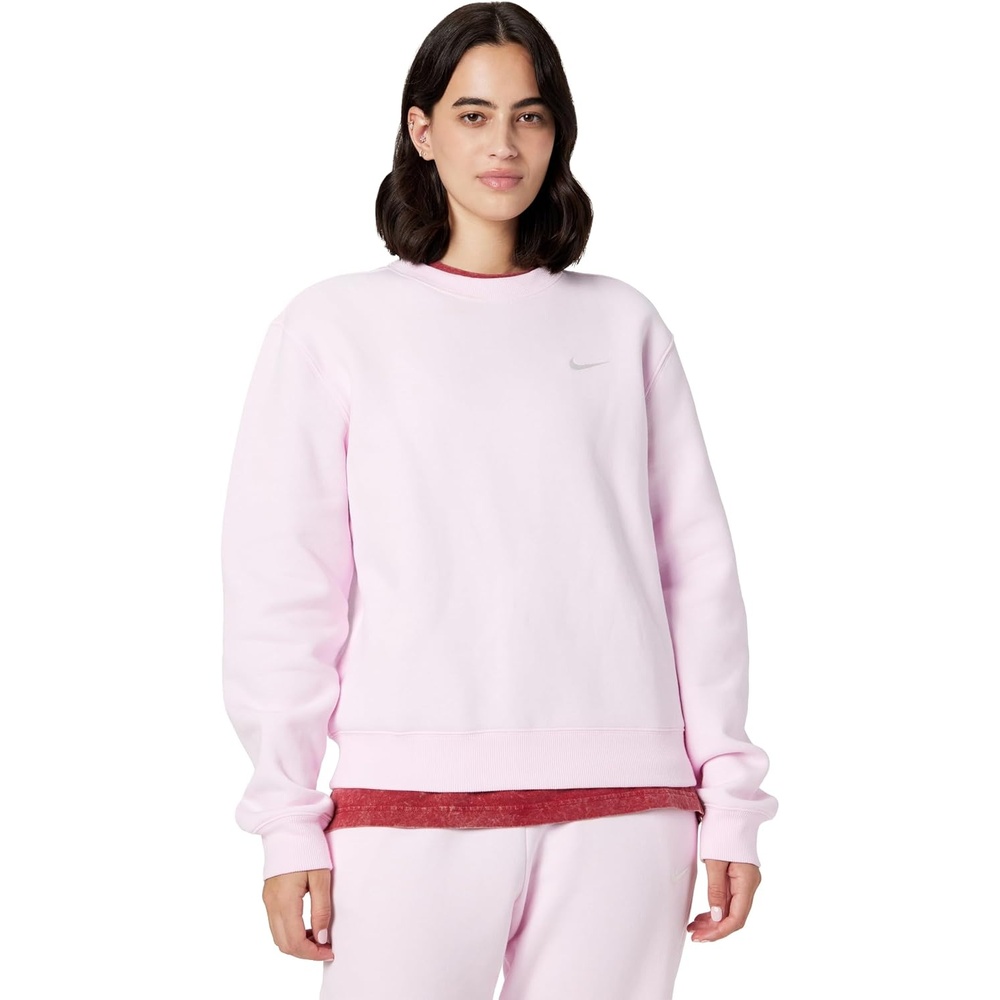 image:imageNike Womens Studio Fleece Crewneck SweatshirtPink FoamSail