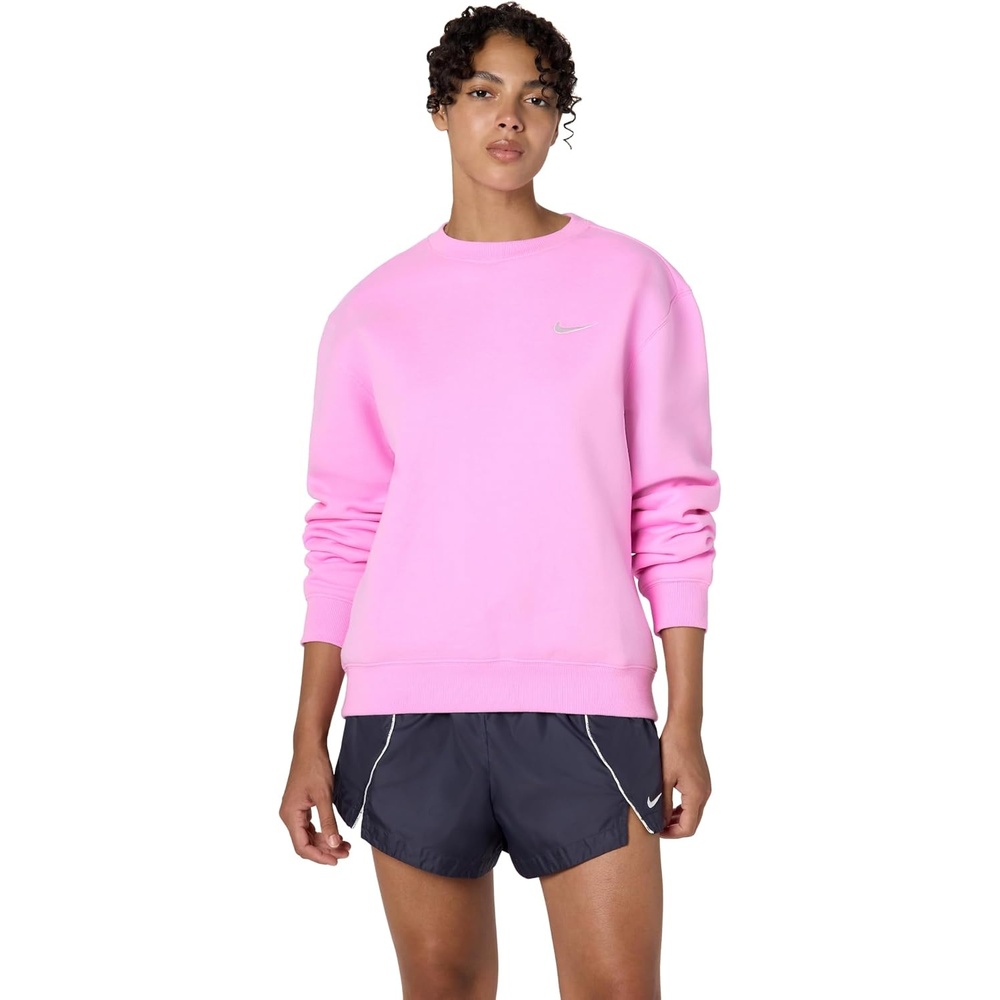 image:imageNike Womens Studio Fleece Crewneck SweatshirtPink RiseSail