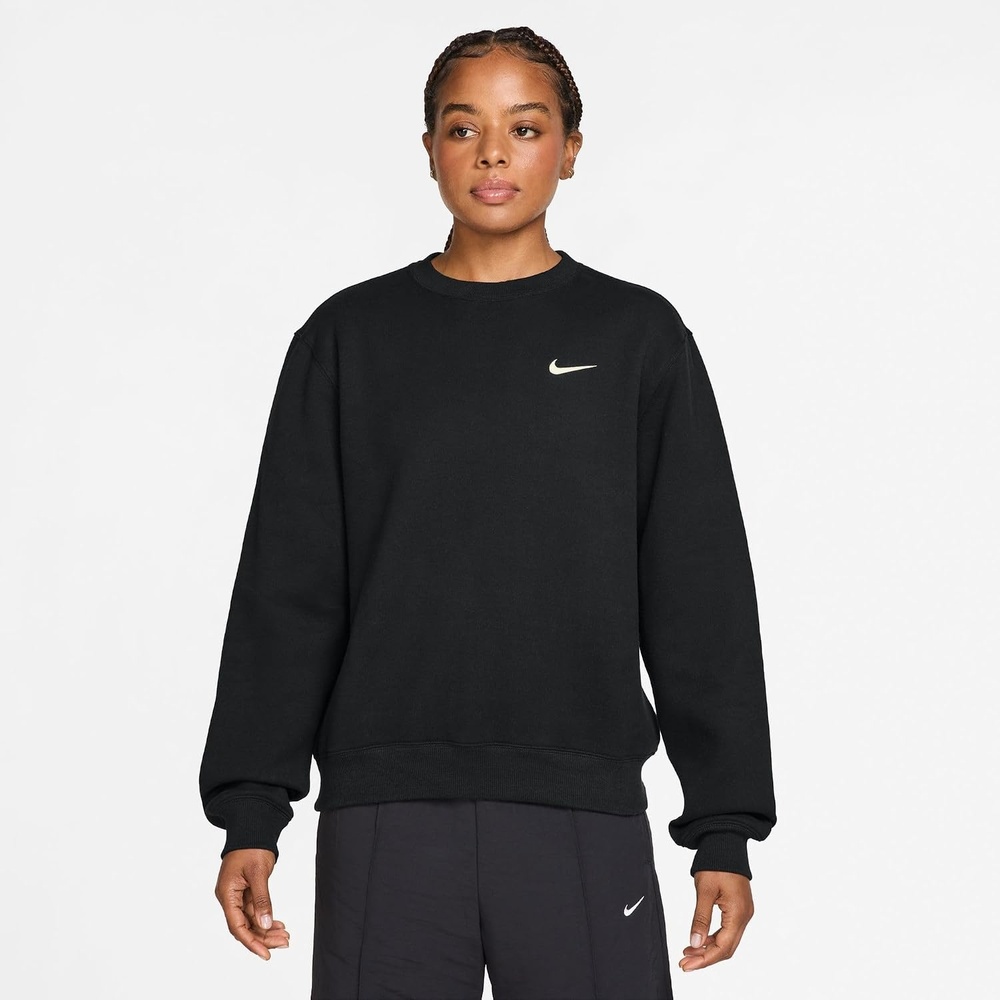 image:imageNike Womens Studio Fleece Crewneck SweatshirtTotal BlackSail