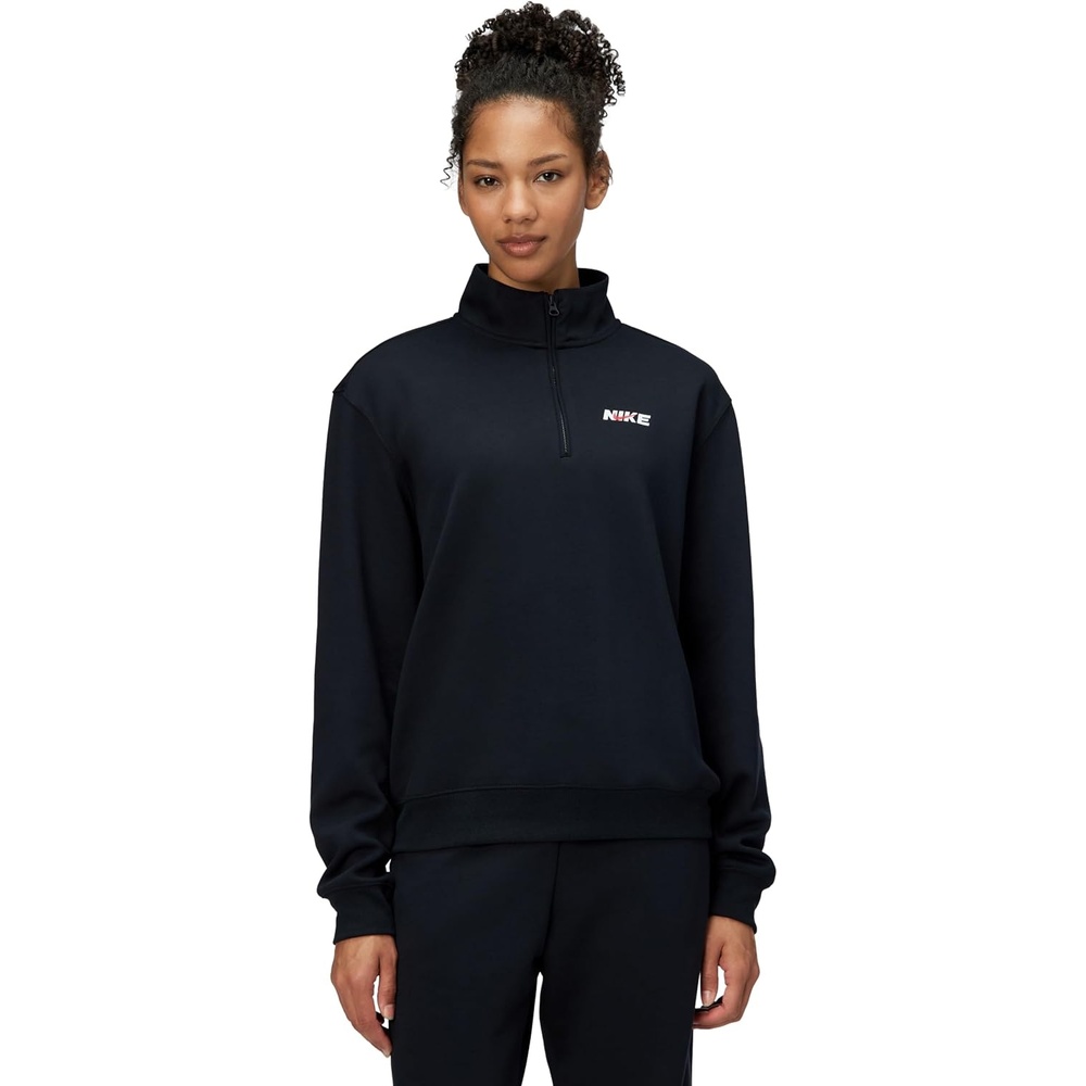 image:imageNike Womens Studio Fleece Sport DriFIT Quarter Zip Pullover Training TopBlackUniversity RedWhite