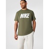 Nike Men’s Sportswear Club Short-Sleeve Varsity Top(Medium Olive/White)