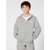 Nike Unisex Big Kids’ Sportswear Club Fleece Full-Zip Hoodie – Boys and Girls Sweatshirt(Dark Grey Heather/Base Grey/White)