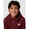 Nike Unisex Big Kids’ Sportswear Club Fleece Full-Zip Hoodie – Boys and Girls Sweatshirt(Dark Team Red/White)