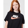 Nike Unisex Big Kids’ Sportswear Club T-Shirt (Large Swoosh Logo) – Boys and Girls(Black/White/Arctic Orange)