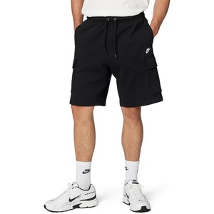 Nike Men’s Club Brushed Fleece Cargo Shorts(Black/Black/White)