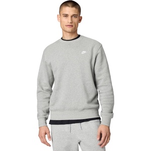 Nike Men’s Club Fleece Crew Sweatshirt(Dark Grey Heather/White)
