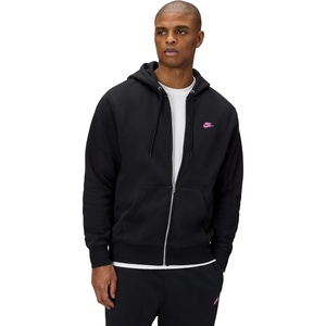 Nike Men’s Club Full-zip Fleece Hoodie(Black/Black/Pinksicle)