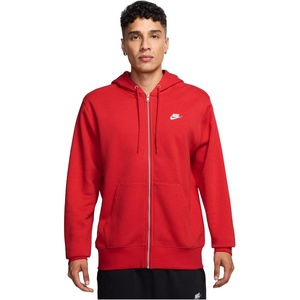 Nike Men’s Club Full-zip Fleece Hoodie(University Red/University Red/White)