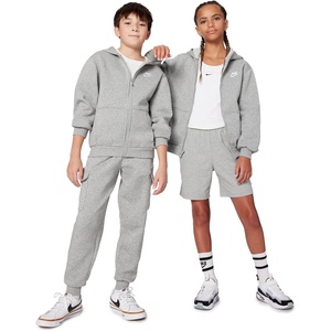 Nike Unisex Big Kids’ Sportswear Club Fleece Full-Zip Hoodie – Boys and Girls Sweatshirt(Dark Grey Heather/Base Grey/White)