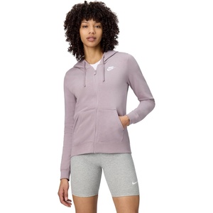 Nike Women’s Sportswear Club Fleece Full-Zip Hoodie(Light Violet Ore/White)
