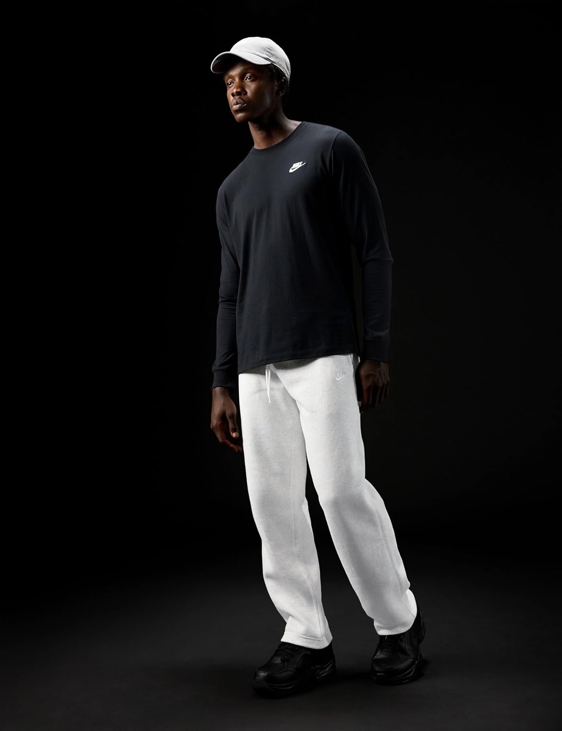 image:imageNike Mens Club Open Hem Brushed Fleece PantsBirch HeatherWhiteWhite