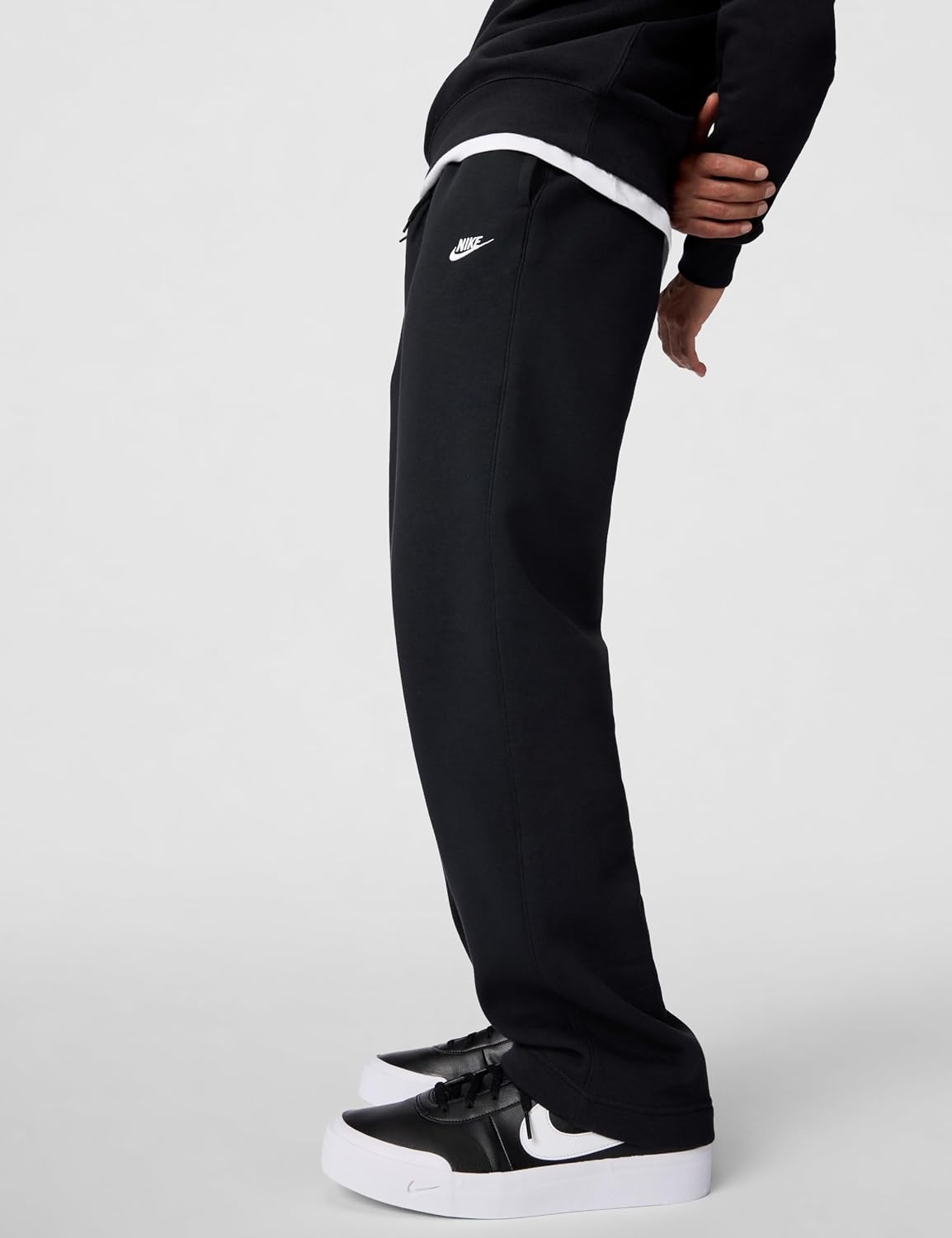 image:imageNike Mens Club Open Hem Brushed Fleece PantsBlackBlackWhite