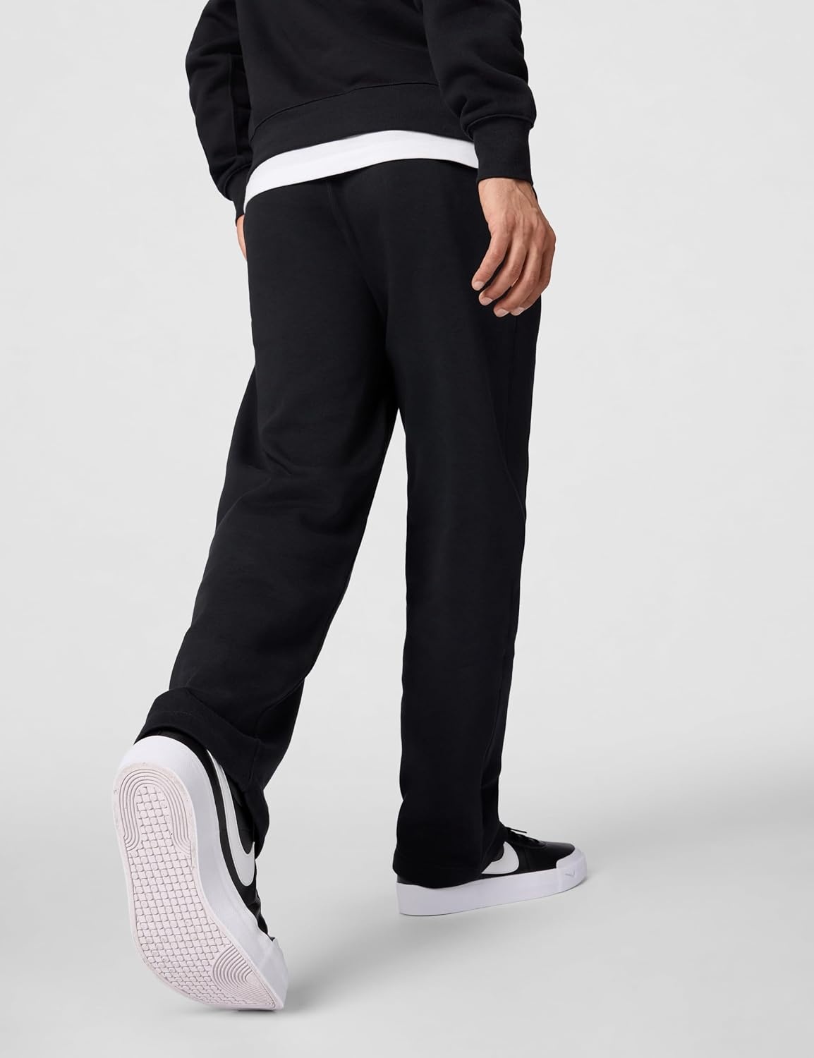 image:imageNike Mens Club Open Hem Brushed Fleece PantsBlackBlackWhite