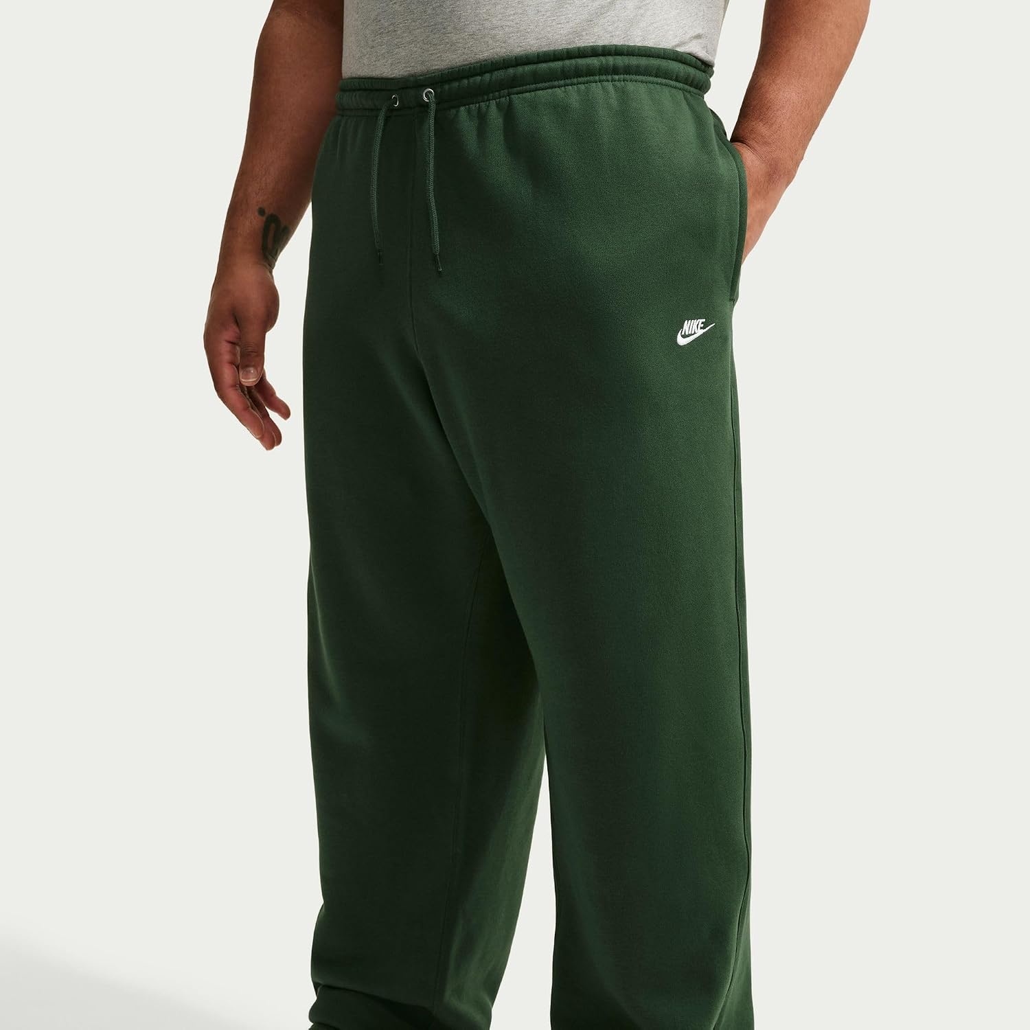 image:imageNike Mens Club Open Hem Brushed Fleece PantsFirFirWhite