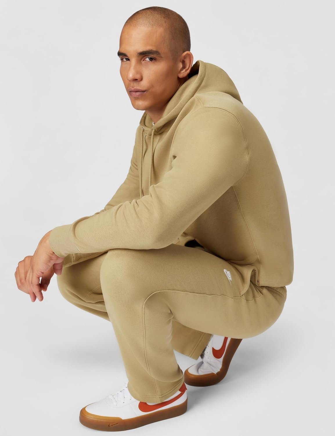 image:imageNike Mens Club Open Hem Brushed Fleece PantsParachute BeigeParachute BeigeWhite