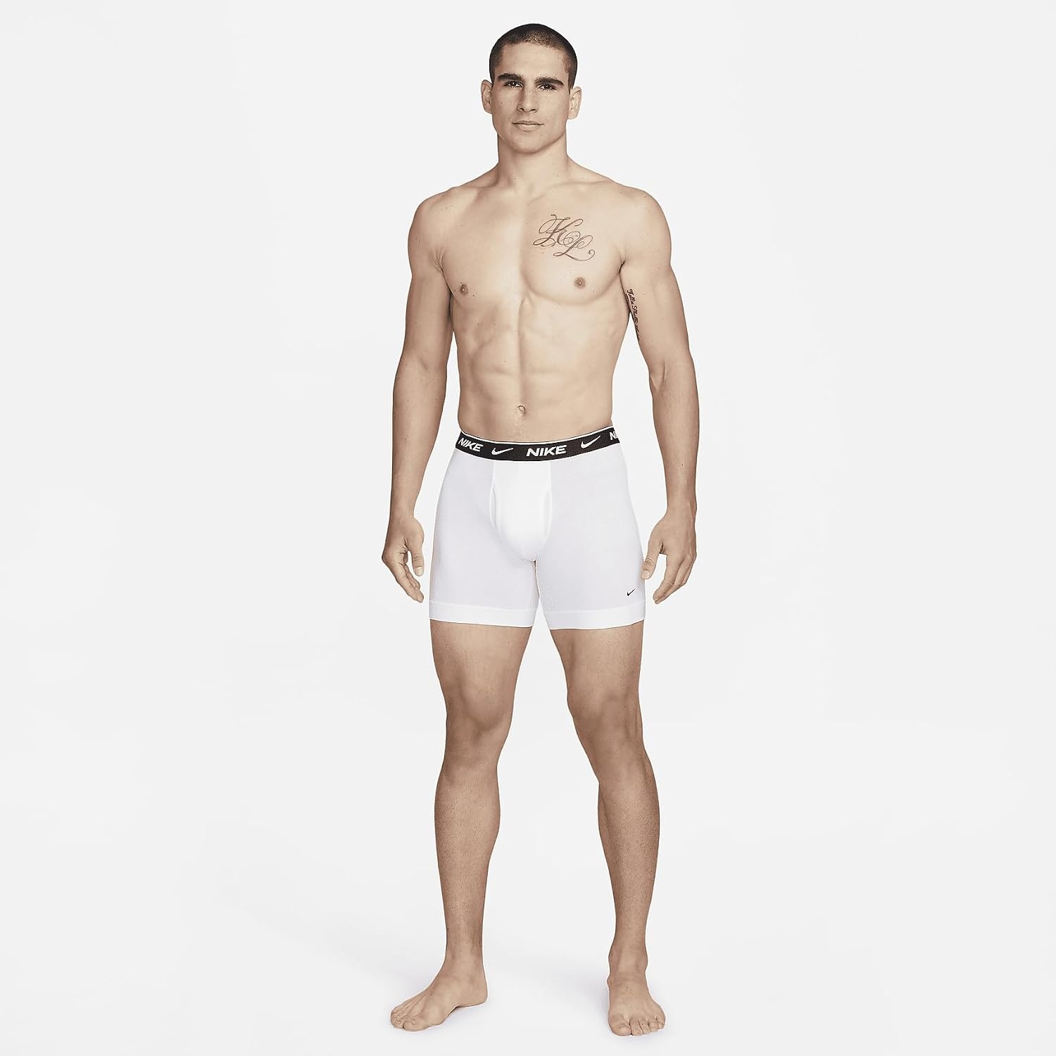 image:imageNike Mens Essential Cotton Stretch WFly Boxer Brief Underwear 3PackWhite Heather Grey Black
