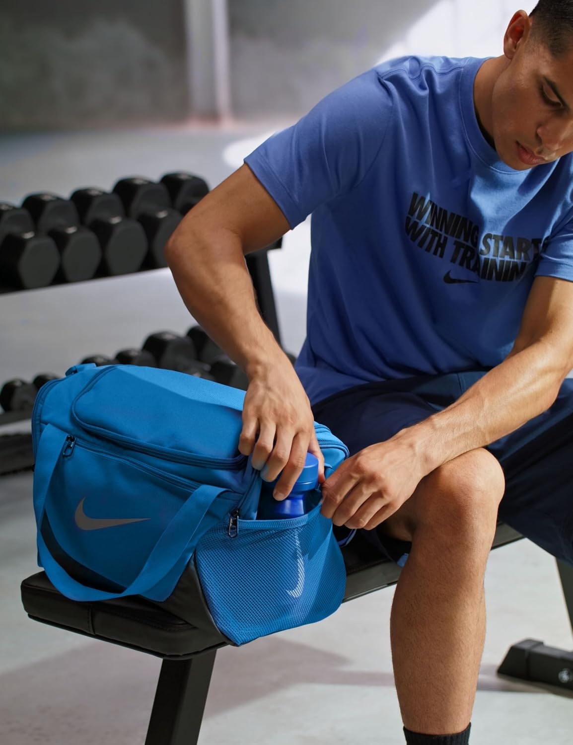 image:imageNike Unisex Adult Gameday Brasilia X Training Duffel Bag 24L 40L 60L or 95L Mens and WomensIndigo StormBlackReflect Silver