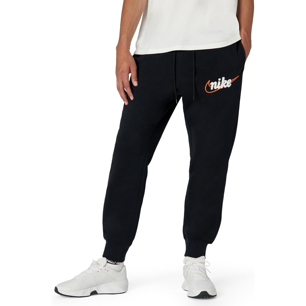 image:imageNike Mens Club Fleece JoggersBlackBlackSafety Orange