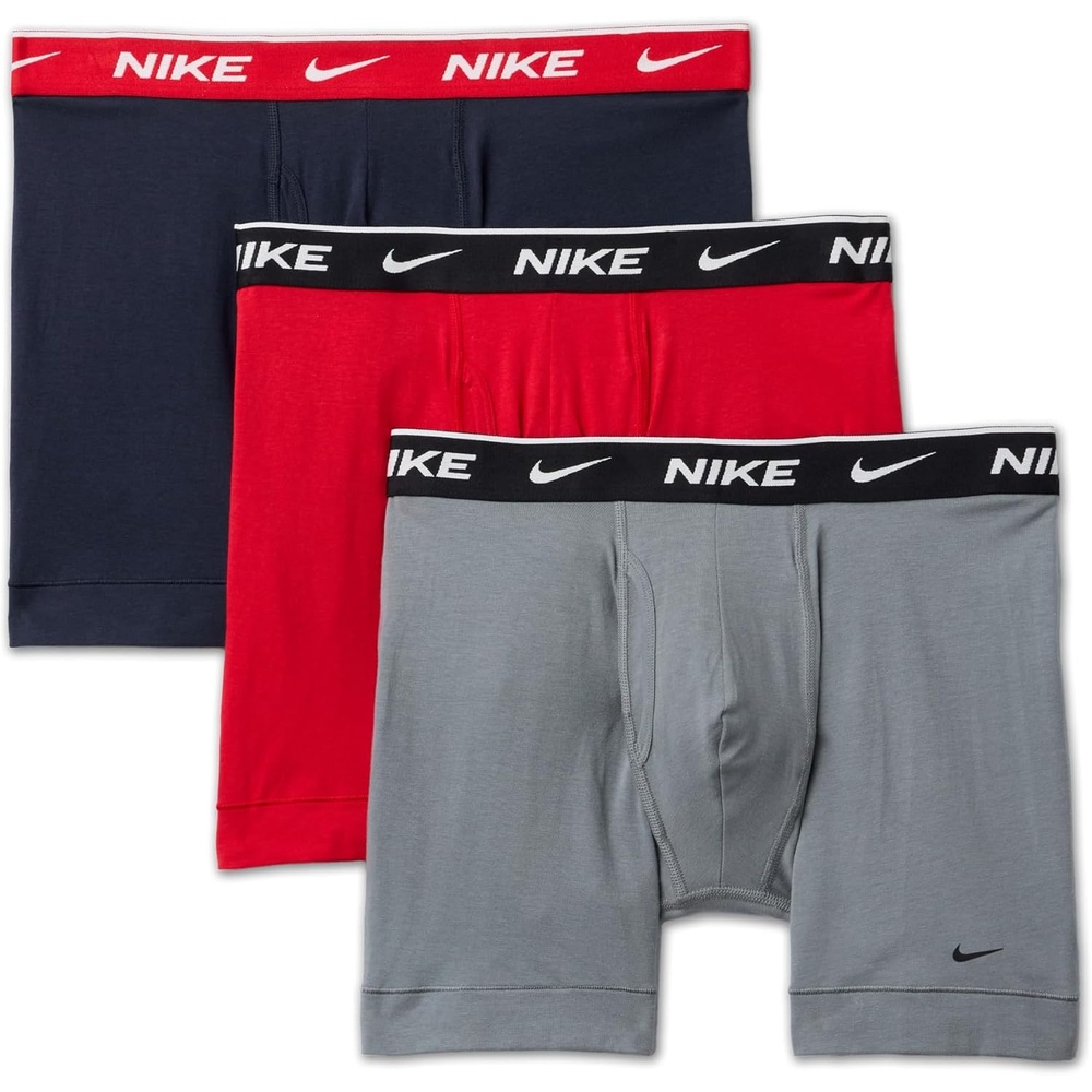 image:imageNike Mens Essential Cotton Stretch WFly Boxer Brief Underwear 3PackObsidianCool GreyUniversity Red
