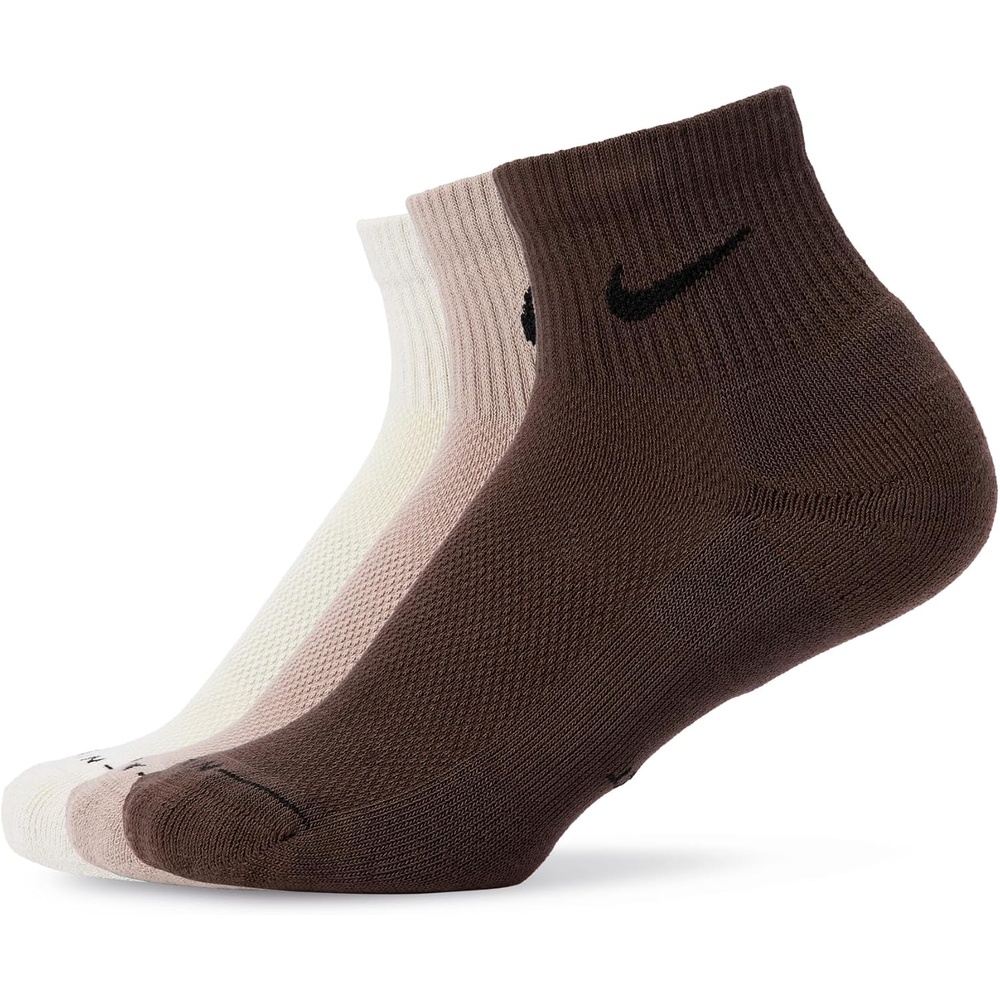 image:imageNike Unisex Adult Everyday Elevated Ankle Socks 3Pack  Mens and WomensLight Orewood BrownMaltBaroque Brown