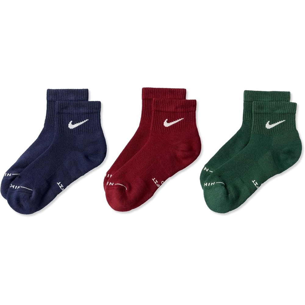 image:imageNike Unisex Adult Everyday Elevated Ankle Socks 3Pack Mens and WomensMidnight NavyTeam RedFir