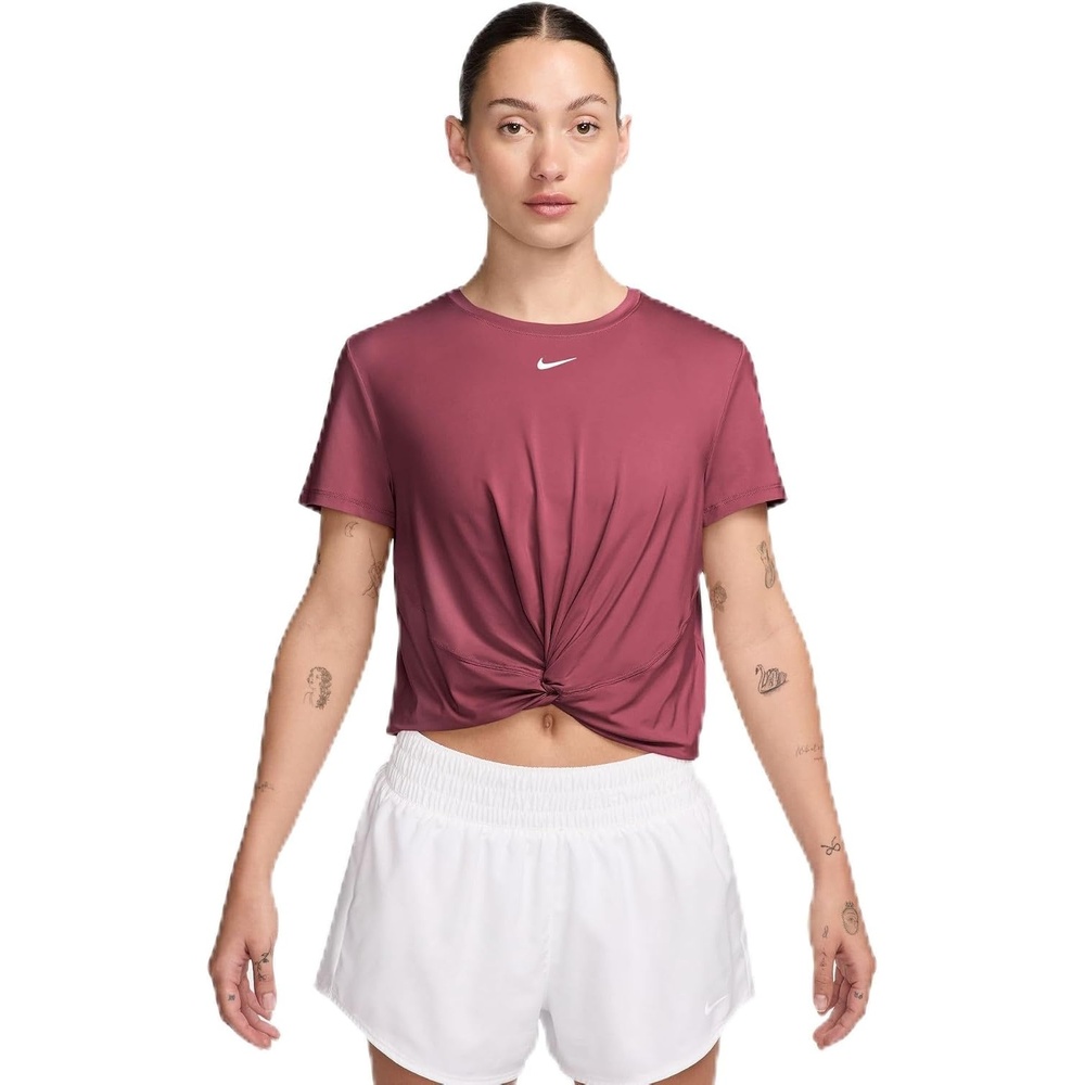 image:imageNike Womens Nike One Classic Drifit Twist ShortSleeve TopPink SmokeWhite