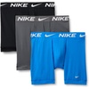 Nike Men’s Essential Micro Stretch Long Leg Boxer Brief Underwear (3-Pack)(Photo Blue/ Dark Grey/ Black)