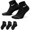 Nike Unisex Adult Everyday Elevated Ankle Socks (3-Pack) | Mens and Womens(Black/White)