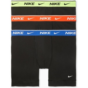 Nike Men’s Essential Cotton Stretch W/Fly Boxer Brief Underwear (3-Pack)(Black W/Volt/Tem Orange/Game Royal)