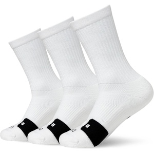 Nike Unisex Adult Everyday Crew Basketball Socks (3 Pair) | Mens and Womens(White/Black)
