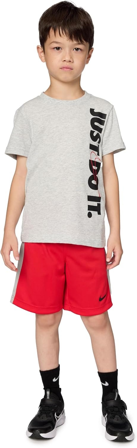 image:imageNike Baby Just Do It TShirt and Mesh Shorts 2Piece Outfit SetBirch HeatherUniversity Red