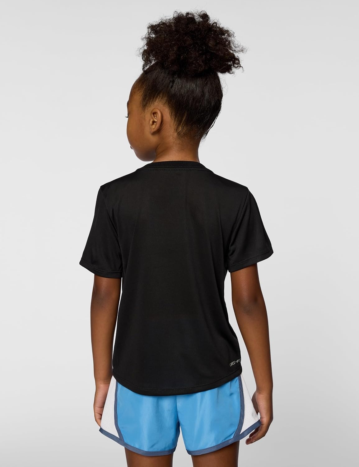 image:imageNike Girls One Fitted Drifit ShortSleeve Top TShirt Large Swoosh LogoBlackWhite