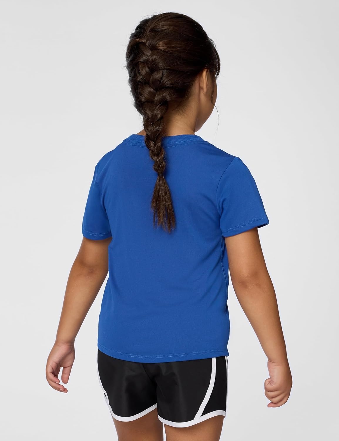 image:imageNike Girls One Fitted Drifit ShortSleeve Top TShirt Large Swoosh LogoGame RoyalWhite