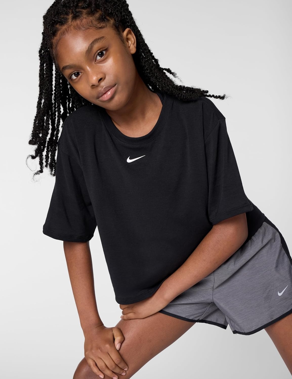 image:imageNike Girls One Relaxed DriFIT ShortSleeve Top TShirtBlackWhite