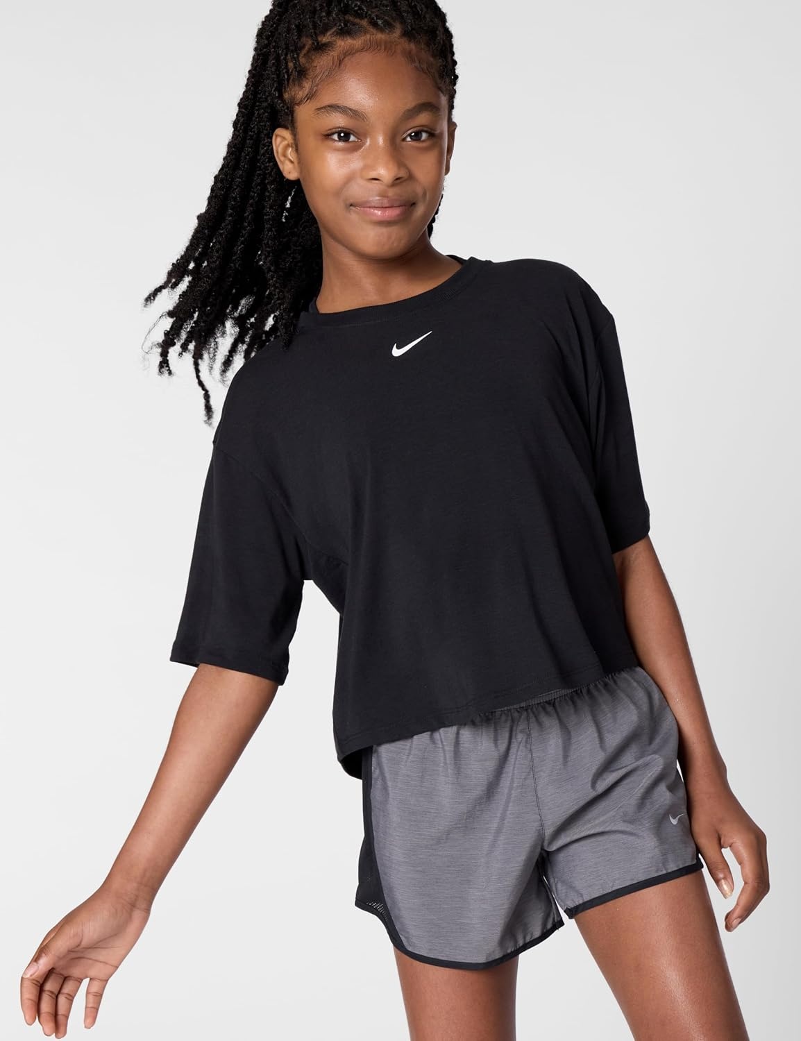 image:imageNike Girls One Relaxed DriFIT ShortSleeve Top TShirtBlackWhite