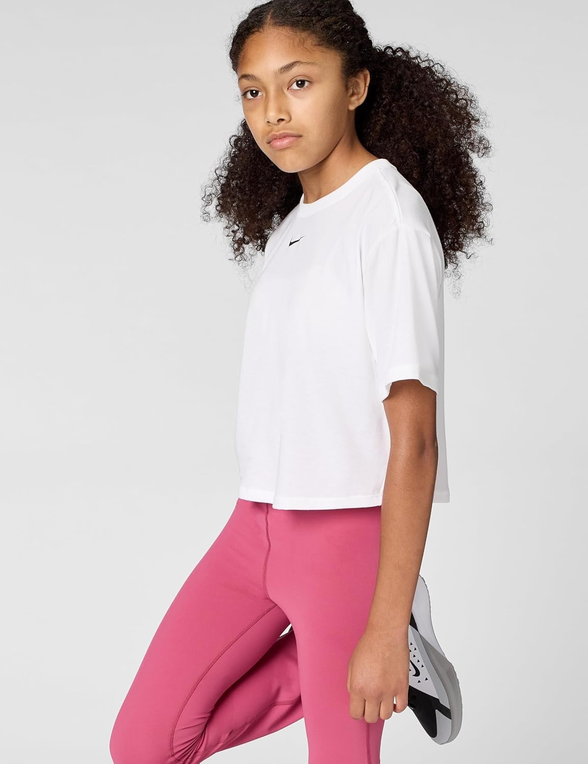 image:imageNike Girls One Relaxed DriFIT ShortSleeve Top TShirtWhiteBlack