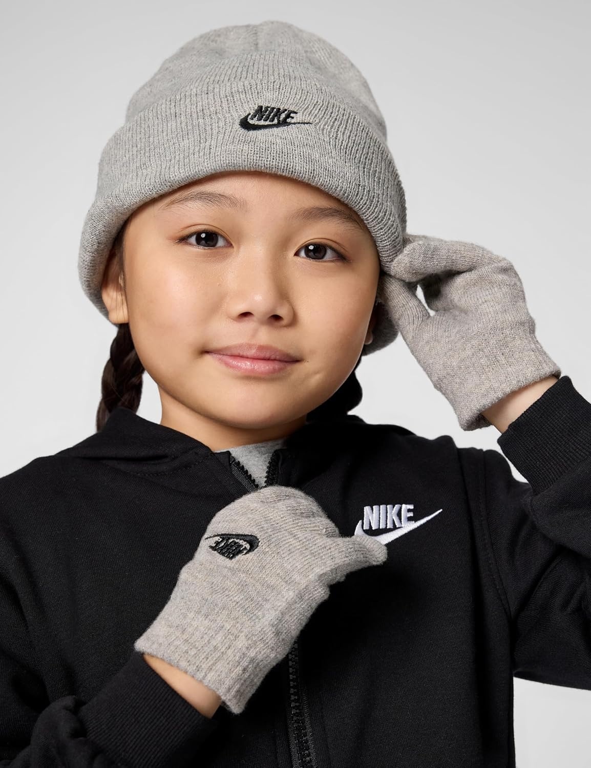 image:imageNike Kids Club Beanie and GloveMitten SetDark Grey Heather