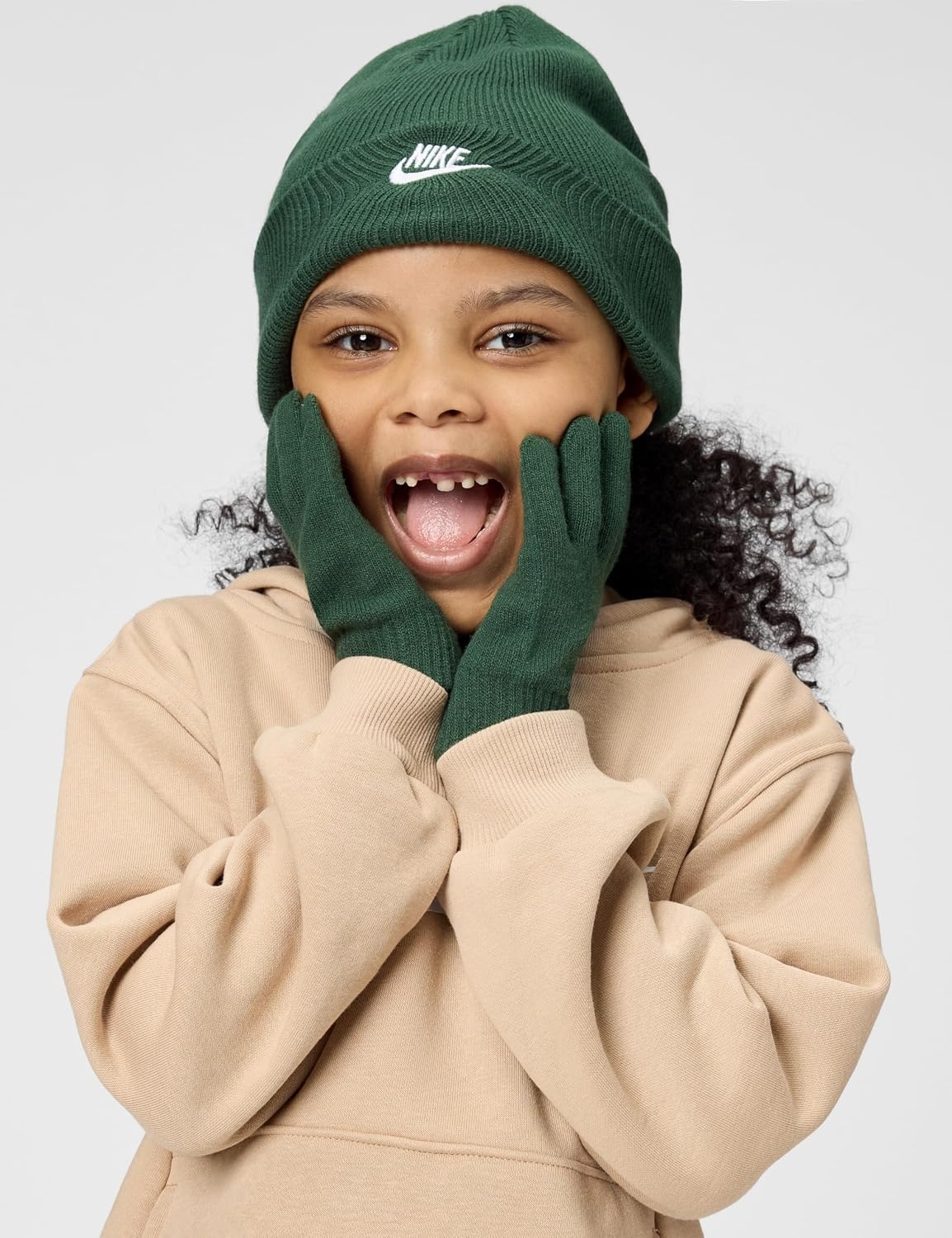 image:imageNike Kids Club Beanie and GloveMitten SetFir Green