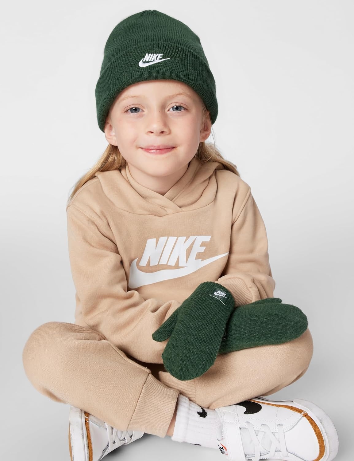 image:imageNike Kids Club Beanie and GloveMitten SetFir Green