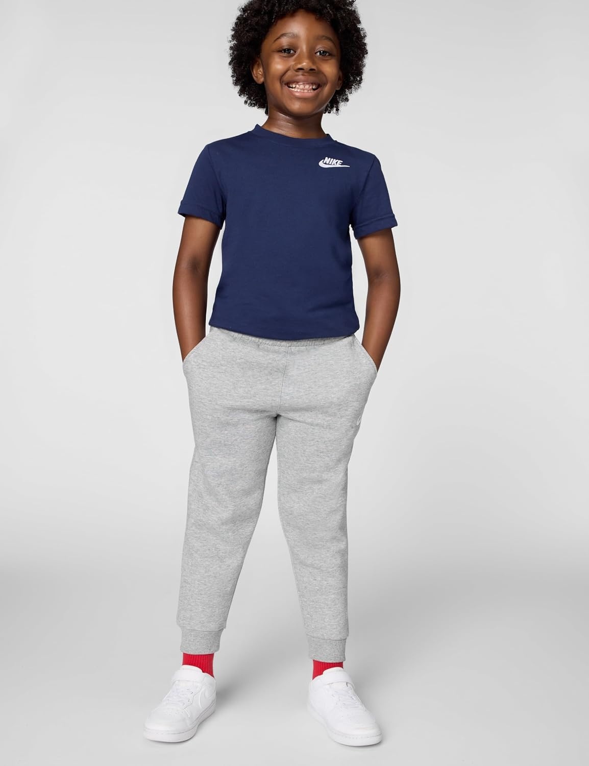 image:imageNike Kids Club Fleece Jogger PantsDark Grey HeatherBase GreyWhite