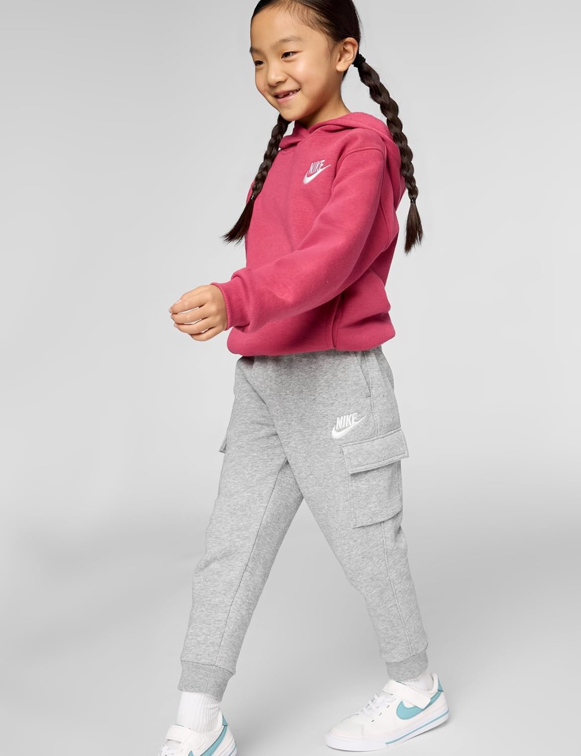 image:imageNike Kids Sportswear Club Fleece Cargo PantsDark Grey HeatherBase GreyWhite