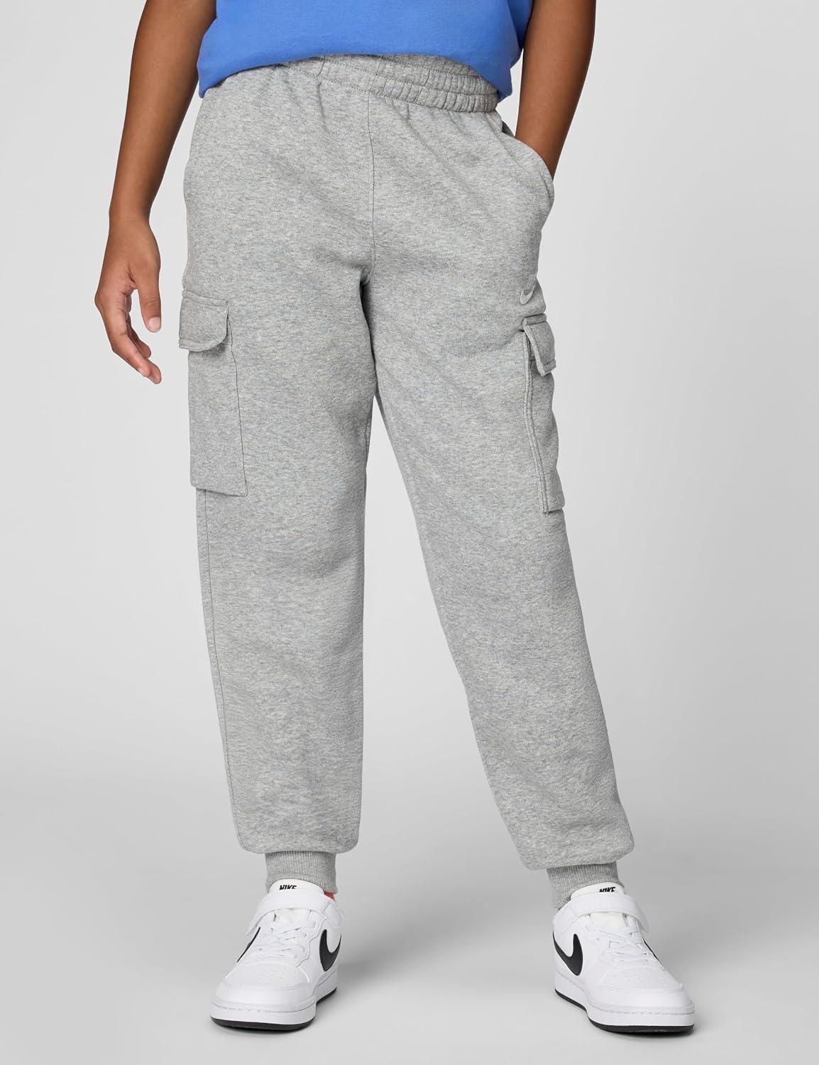 image:imageNike Kids Sportswear Club Fleece Cargo PantsDark Grey HeatherBase GreyWhite