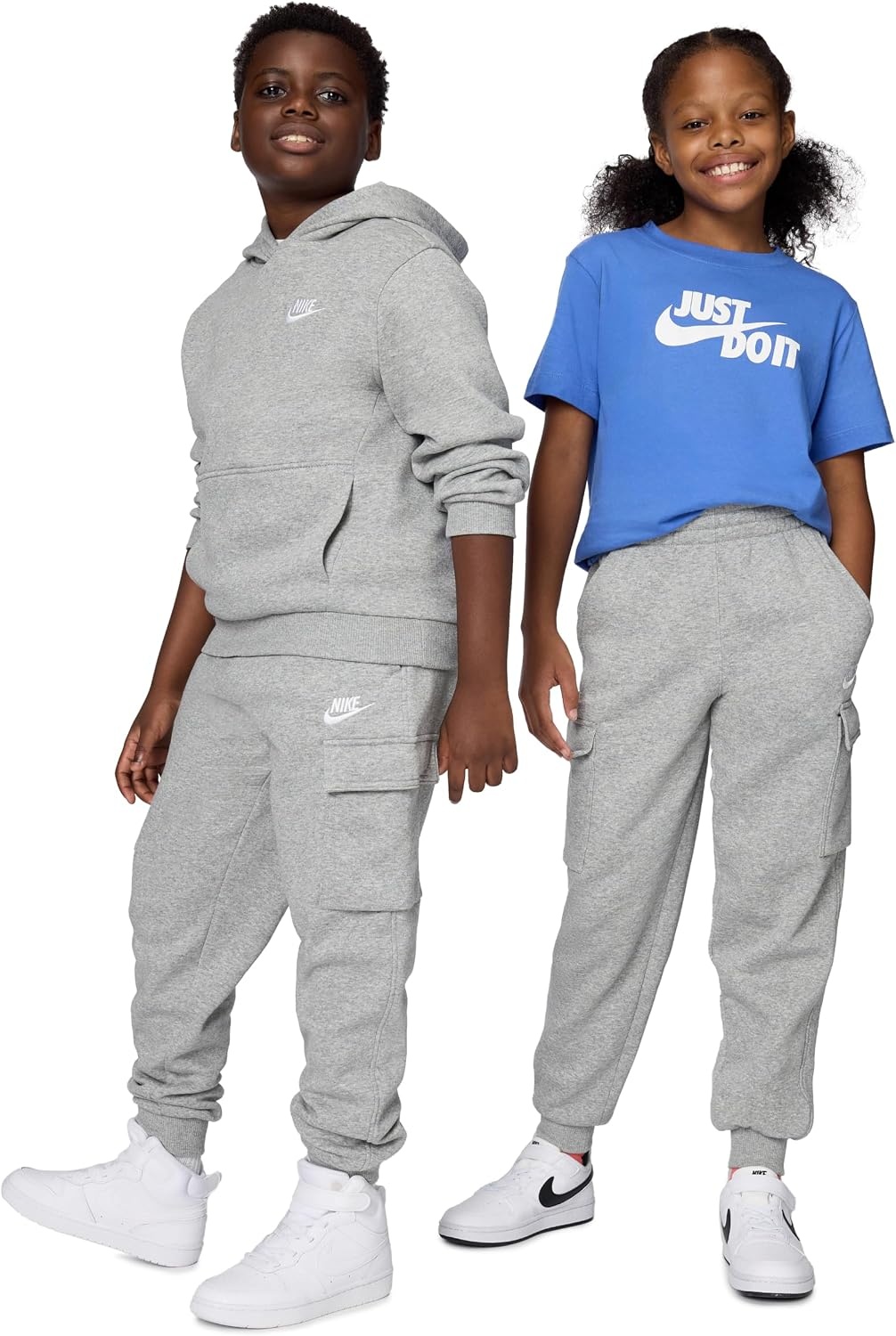 image:imageNike Kids Sportswear Club Fleece Cargo PantsDark Grey HeatherBase GreyWhite
