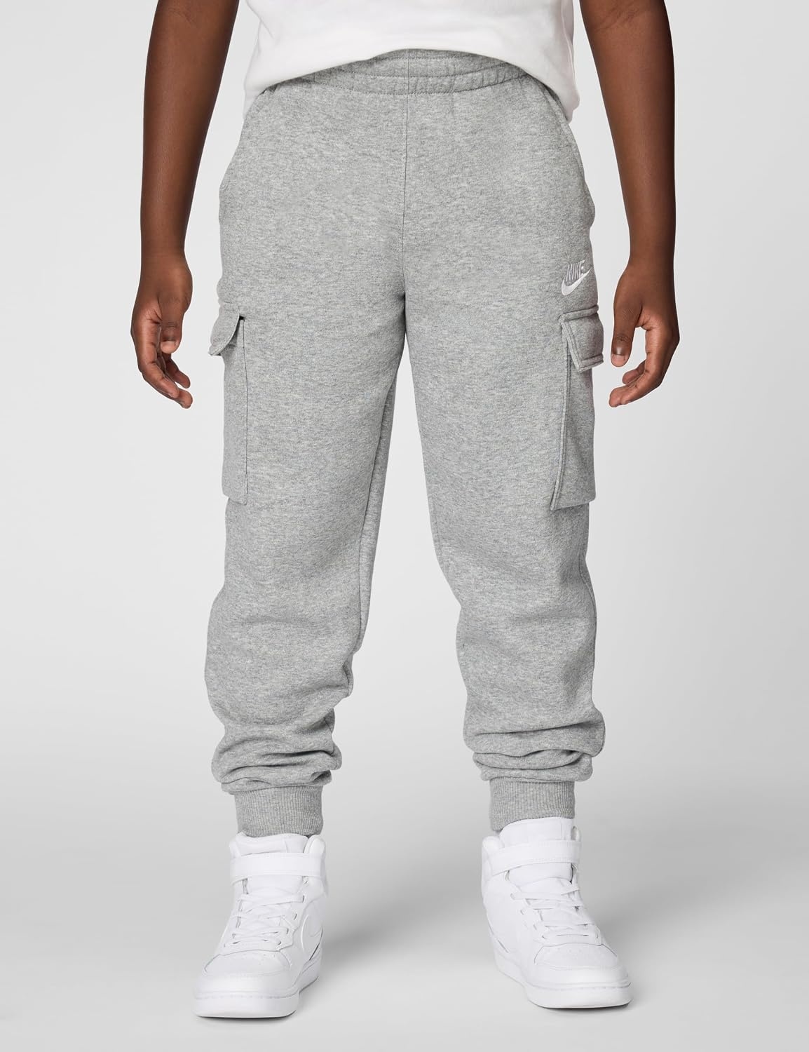 image:imageNike Kids Sportswear Club Fleece Cargo PantsDark Grey HeatherBase GreyWhite