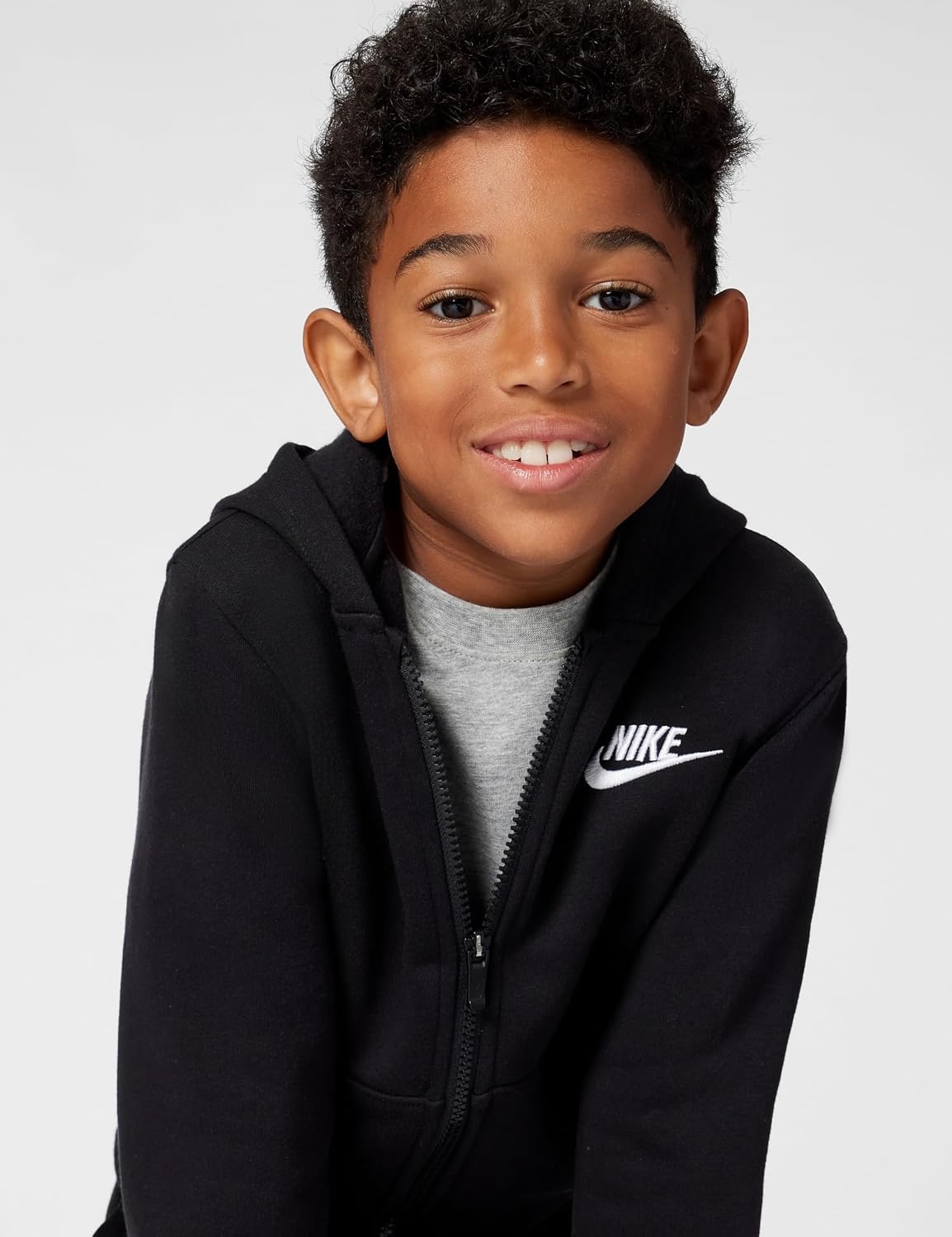 image:imageNike Kids Sportswear Club Fleece FullZip HoodieBlackWhite