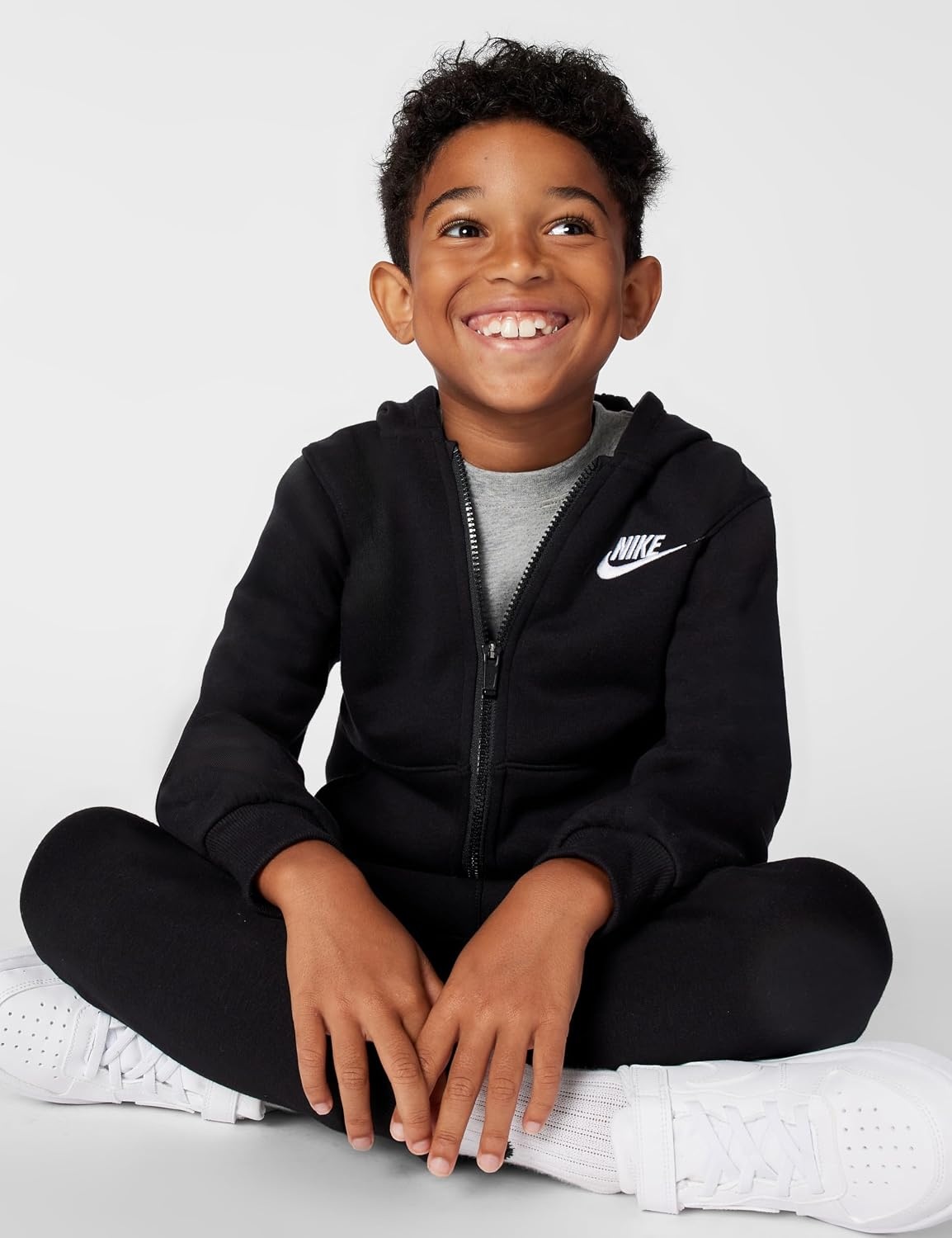 image:imageNike Kids Sportswear Club Fleece FullZip HoodieBlackWhite