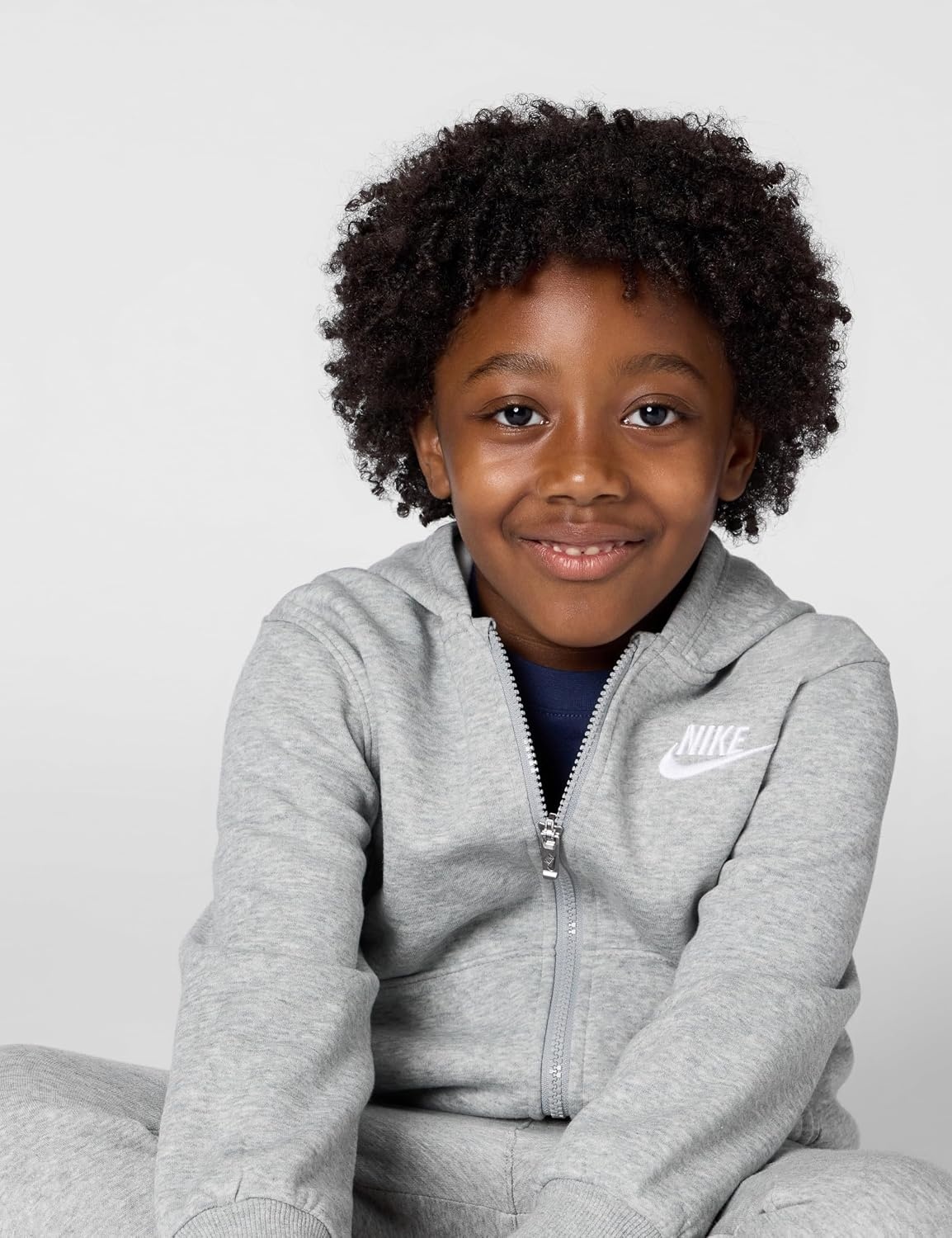 image:imageNike Kids Sportswear Club Fleece FullZip HoodieDark Grey HeatherBase GreyWhite
