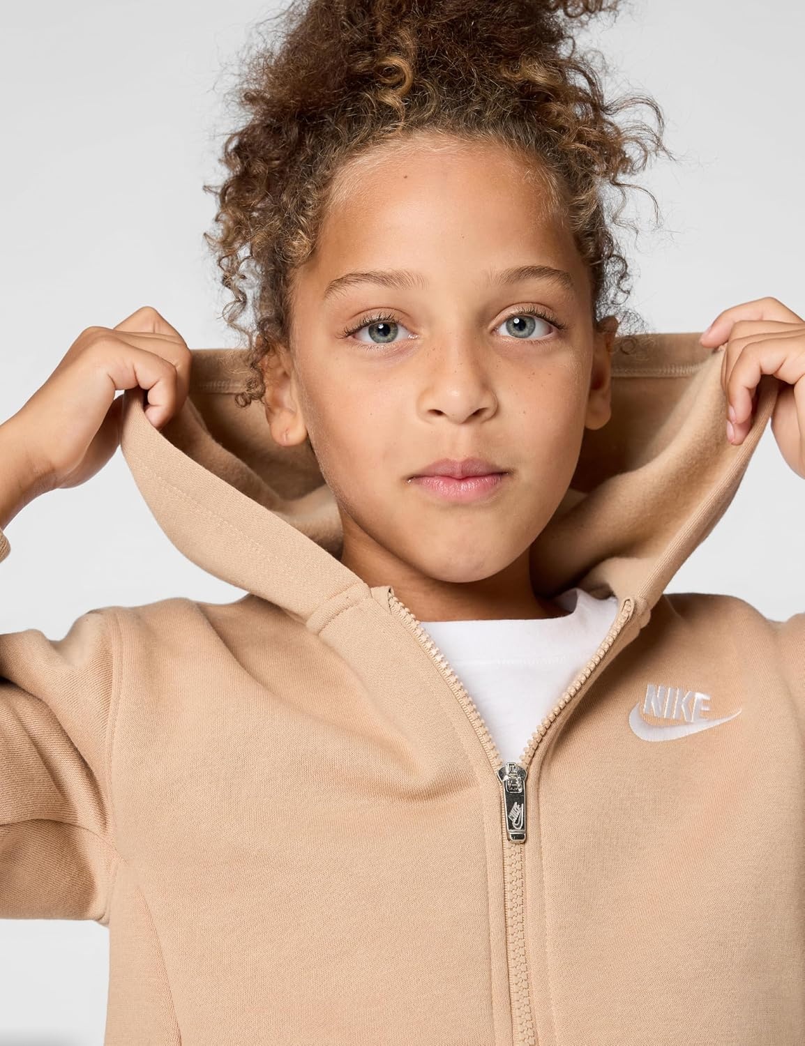 image:imageNike Kids Sportswear Club Fleece FullZip HoodieHempWhite
